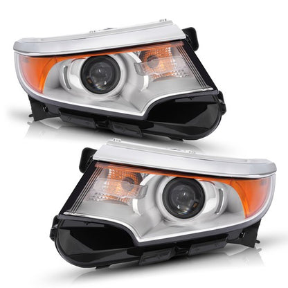 Solid Spare Left&Right Headlamps For 2011-2014 Ford Edge Halogen Headlights Chrome Housing