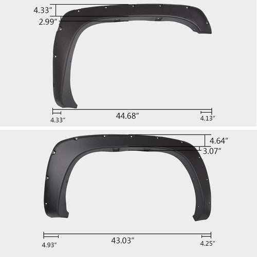 Solid Spare 4pcs Pocket Rivet Bolt On Fender Flares Fit For 99-06 Chevy Silverado GMC Sierra