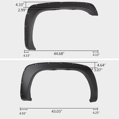 Solid Spare 4pcs Pocket Rivet Bolt On Fender Flares Fit For 99-06 Chevy Silverado GMC Sierra