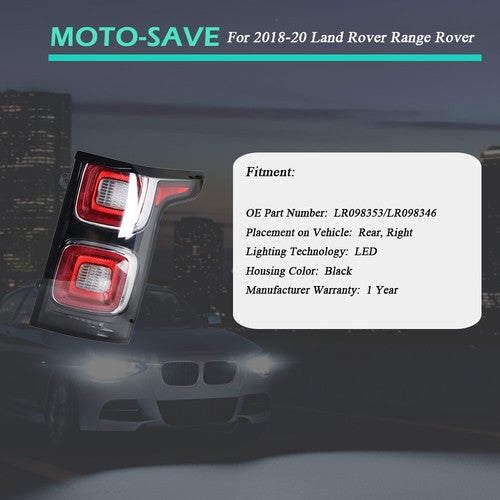 Solid Spare Fit For 2018-20 Land Rover Range Rover Red Right Passenger Side Taillight Lamps