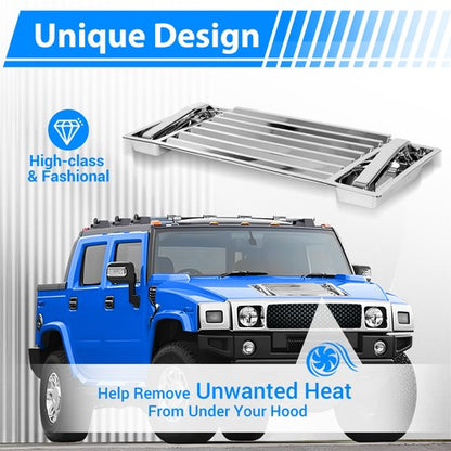 Solid Spare For 2003-2009 Hummer H2 Chrome Hood Deck Vent Panel Grille with handle covers