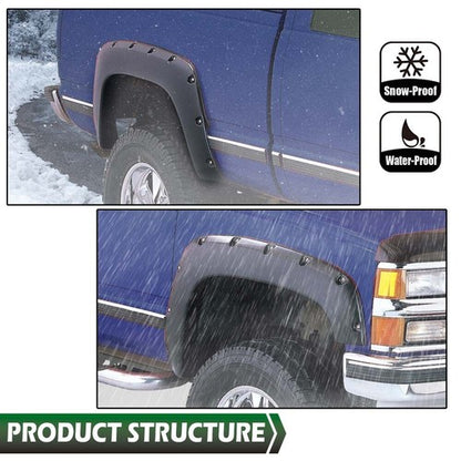 Solid Spare Fit For 07-13 GMC Sierra 1500 Offroad Pocket Rivet Style Wheel Fender Flares 4pc