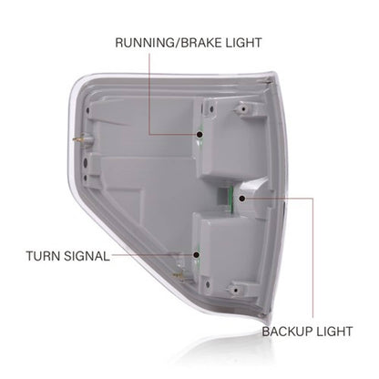 Solid Spare Rear Tail Lights Left+Right Fit For 2009-2014 Ford F150 F-150 Pickup Brake Lamps