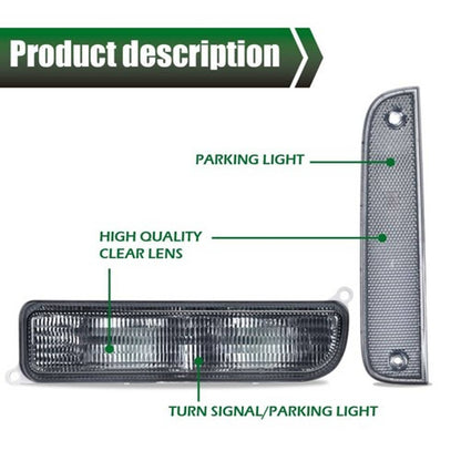 Solid Spare Fit For 1997-2001 Jeep Cherokee XJ Smoke Corner Lights + Bumper Signal Lights