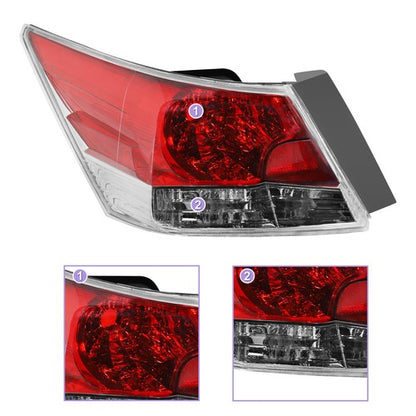 Pair Outer Tail Lights Lamps For 2008-2012 Honda Accord Sedan Left+Right Sides