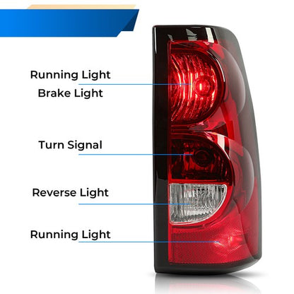Solid Spare Rear Brake Tail Lights For Chevy Silverado 1500 2500 3500 HD 2003-2006 w/Bulb