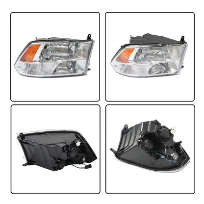 Solid Spare Headlight For Dodge Ram 1500 2500 3500 2009-2018 Crystal Chrome Housing L+R Pair