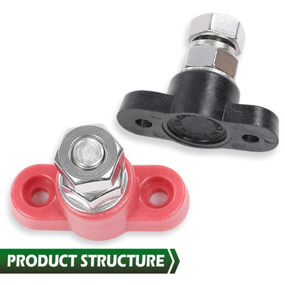 Solid Spare Red & Black Junction Block Power Post Set Insulated Terminal Stud 3/8"