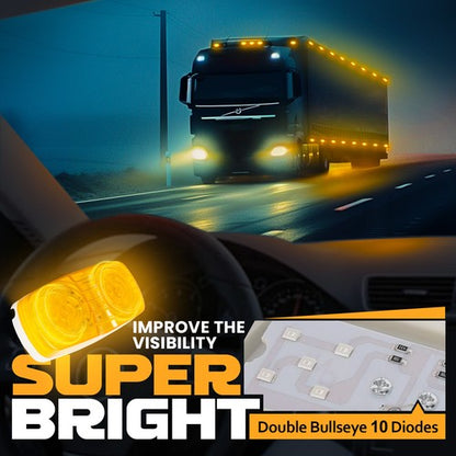 Solid Spare 10X Trailer Amber Marker LED Light Double Bullseye 10 Diodes Clearance Light