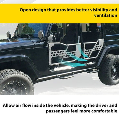 Solid Spare For Jeep Wrangler JK 07-18 4DR Textured Tube Safari Tubular Doors Front & Rear