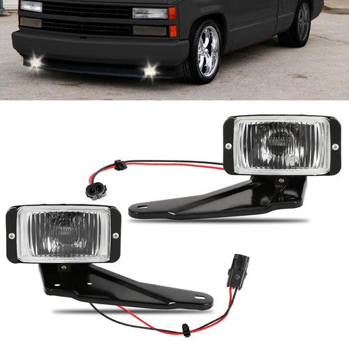Solid Spare Halogen Chrome Fog Lights Lamp For 1988-1999 2000 Chevy GMC C/K 1500 C2500 K2500