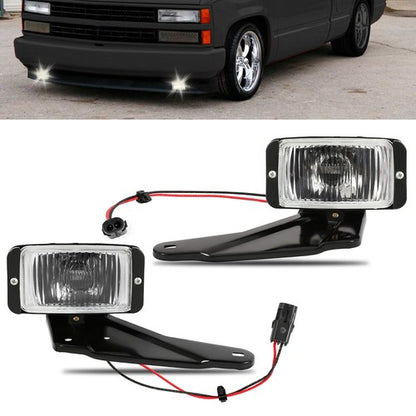 Solid Spare Halogen Chrome Fog Lights Lamp For 1988-1999 2000 Chevy GMC C/K 1500 C2500 K2500