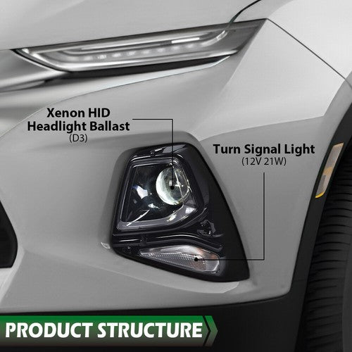 Solid Spare Fit For 19-21 Chevy Blazer Left Side HID/Xenon Projector Headlight w/ HID Kit