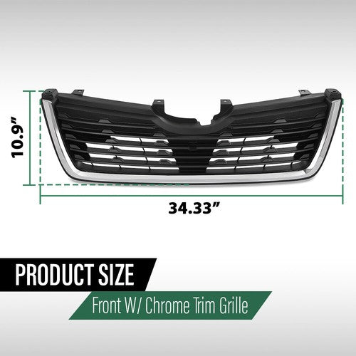 Solid Spare Fit For 2019-2021 Subaru Forester Front Bumper Lower Grille Grill Black Chrome