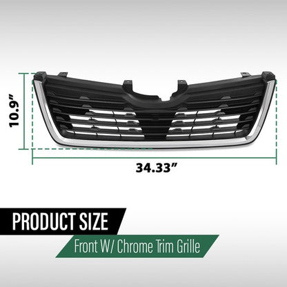 Solid Spare Fit For 2019-2021 Subaru Forester Front Bumper Lower Grille Grill Black Chrome