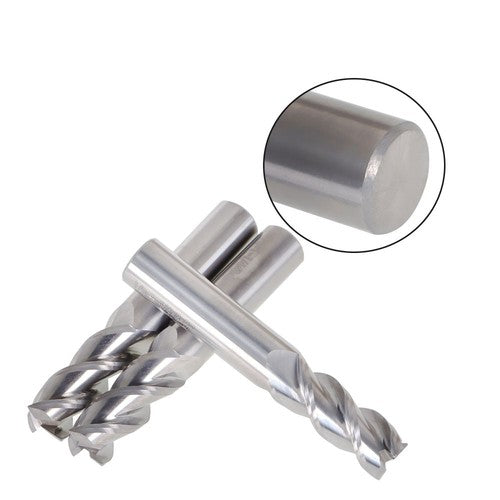 Solid Spare 1/2" 3 Flute Carbide End Mill for Aluminum x 1-1/4" Cutting Length 3PCS
