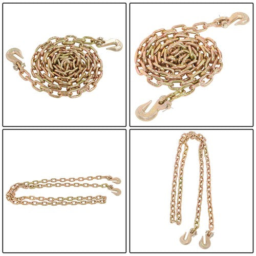 Solid Spare Gold Transportation Bundle Chain Steel 4700lbs G70 5/16in×10ft with Clevis Hooks