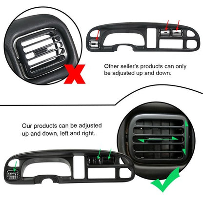 Solid Spare Fit For Dodge Ram 1500 2500 3500 98-02 Dash Board Bezel Cover Instrument w/Vents