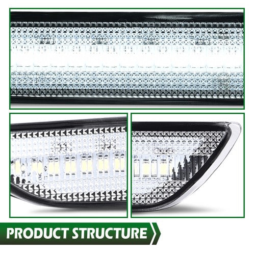 Solid Spare Fit For 2015-2022 Ford Mustang LED Rear Side Marker Lights Clear Left+Right