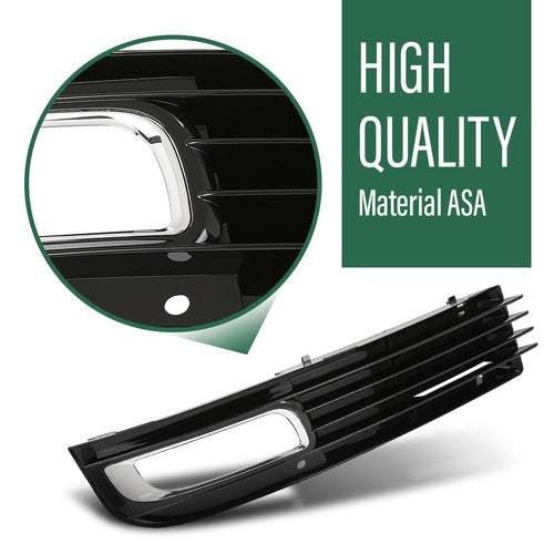 Solid Spare Fog Light Bezel Lamp Cover w/ Chrome Trim Fit For 08-10 Audi A8 D3 Left+Right