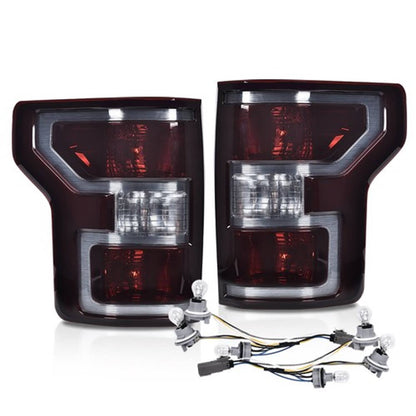 Solid Spare Fit For 2018-2020 Ford F-150 Pickup Rear Tail Lights Brake Lamps Assembly Smoke