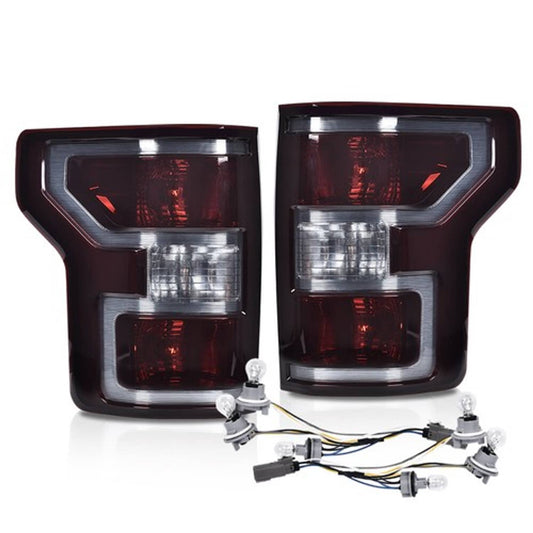 Solid Spare Fit For 2018-2020 Ford F-150 Pickup Rear Tail Lights Brake Lamps Assembly Smoke