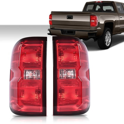 Solid Spare Fit For 14-19 Chevy Silverado Red Lens Rear Tail Lights Brake Lamps
