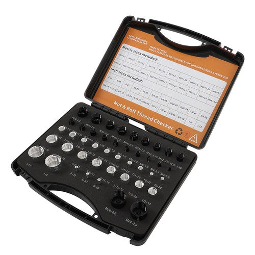Solid Spare 23 Metric & 21 Inch Nut and Bolt Gauge 44 Nut and Bolt Thread Checker in Case