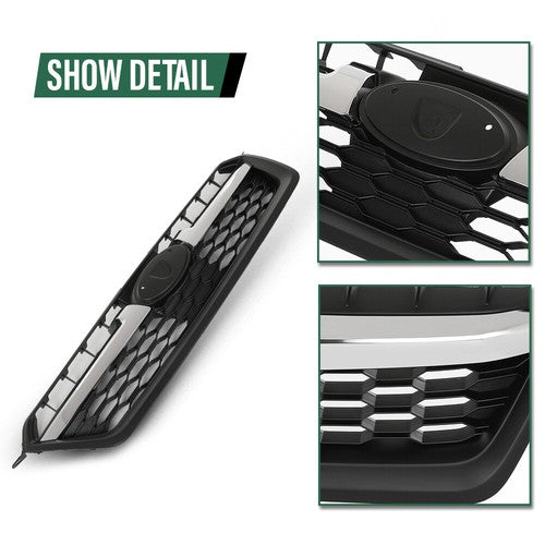 Solid Spare Fit For 2012-2014 Subaru Impreza Black Front Bumper Upper Grille w/ Chrome Tirm