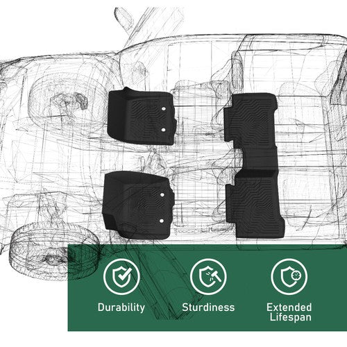 Solid Spare Fit For 2015-2025 Ford F-150 Super Crew Cab TPE Front Row Floor Mats Liners
