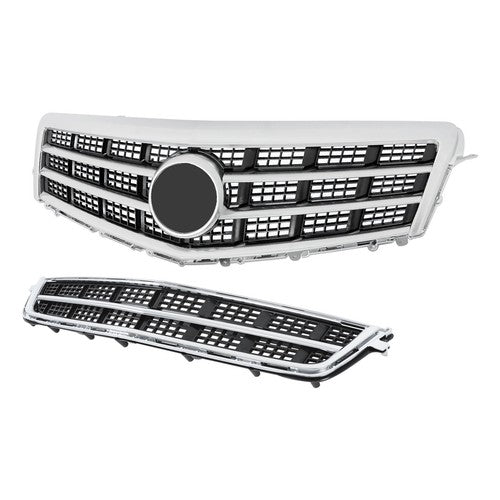 Solid Spare Front Bumper Cover Grille+Lower Grille For Cadillac ATS 2013-2014 Matte Black