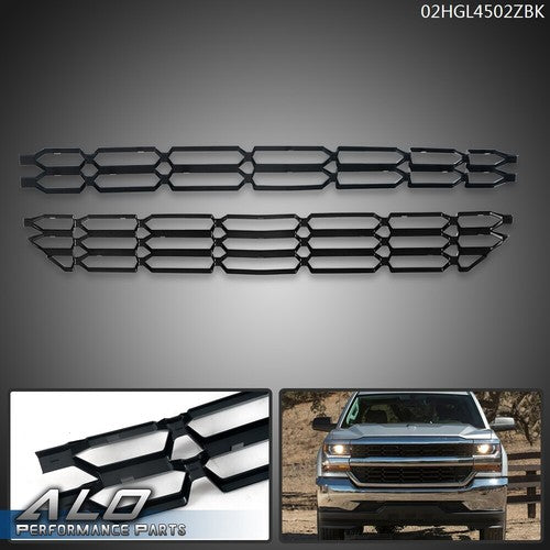Solid Spare Fit For 2016-2018 Chevy Silverado 1500 Black ABS Grille Overlay Covers Inserts
