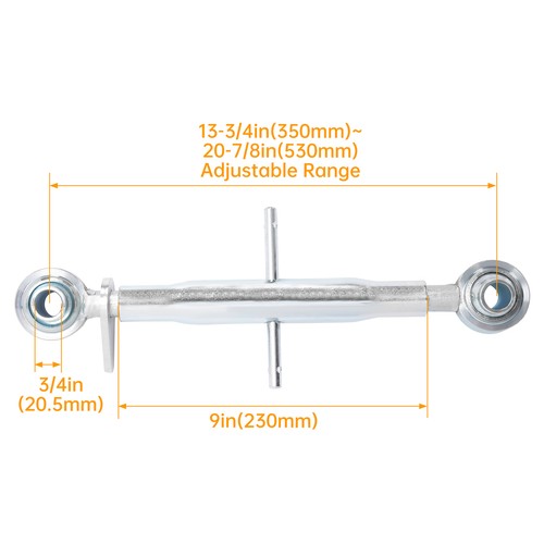 Solid Spare 3-Point Hitch Top Link For Category 1 Tractors 15" Body Adjustable Galvanized