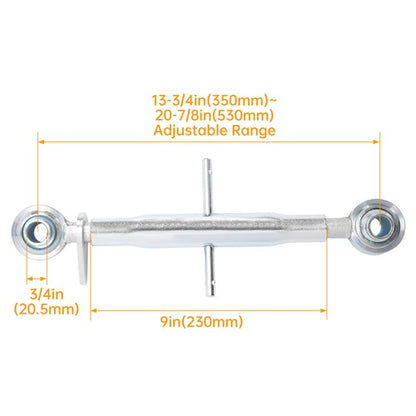 Solid Spare 3-Point Hitch Top Link For Category 1 Tractors 15" Body Adjustable Galvanized