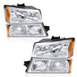 Solid Spare Chrome Housing Headlight Amber Signal+Bumper Fit For 03-07 Silverado/Avalanche