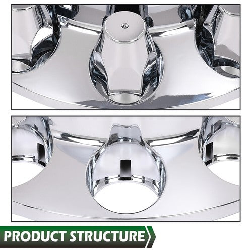 Solid Spare New 4pcs Rear Wheel Axle Hub Covers Semi Truck Silver Hubcaps Kits 33MM Lug Nuts