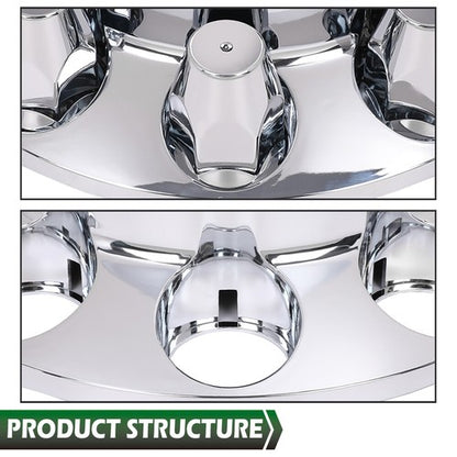 Solid Spare New 4pcs Rear Wheel Axle Hub Covers Semi Truck Silver Hubcaps Kits 33MM Lug Nuts