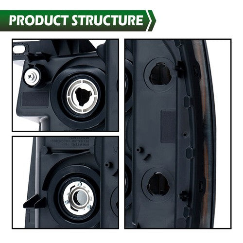Solid Spare Fit For 07-14 Chevy Silverado 1500 2500 3500 Smoke Lens Black Headlights
