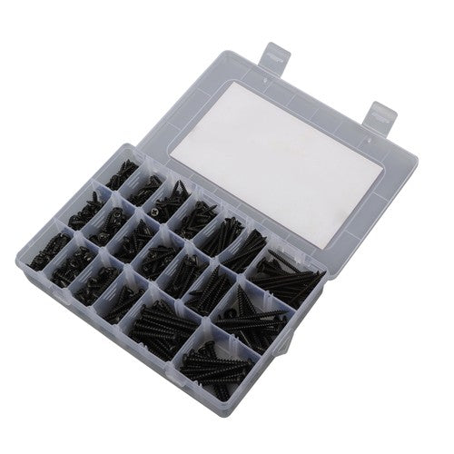 Solid Spare 485Pcs Black Wood Screws Assortment Kit, #6#8#10 round Head,Truss Head,Flat Head