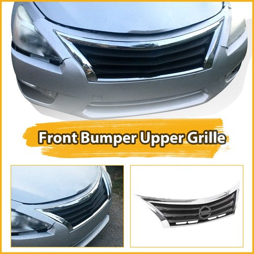Solid Spare For 2013 - 2015 14 Nissan Altima Front Bumper Grille Upper Grill Assembly Chrome