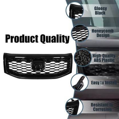 Gloss Black Front Bumper Upper Honeycomb Style Grille Fit 2012-2015 Honda Pilot