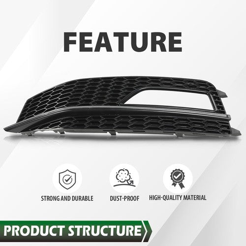 Solid Spare Fit For 13-16 Audi A4 Quattro B9 S4 S-Line Bumper Fog Light Lamp Bezel Left