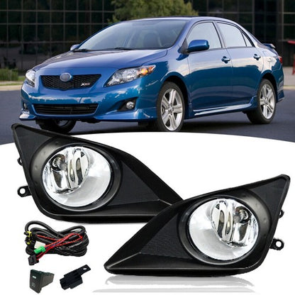 For 2009-2010 Toyota Corolla Pair Clear Bumper Driving Fog Lights Lamps w/Switch