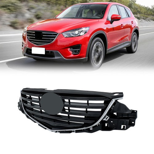 Solid Spare For Mazda CX-5 2015-2016 Black With Painted Dark Gray Insert Front Upper Grill