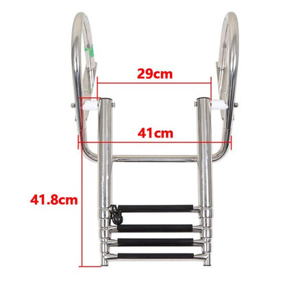 Solid Spare 1PC 4 Step Stainless Steel Telescoping Boat Ladder with Pedal & Hand Railing