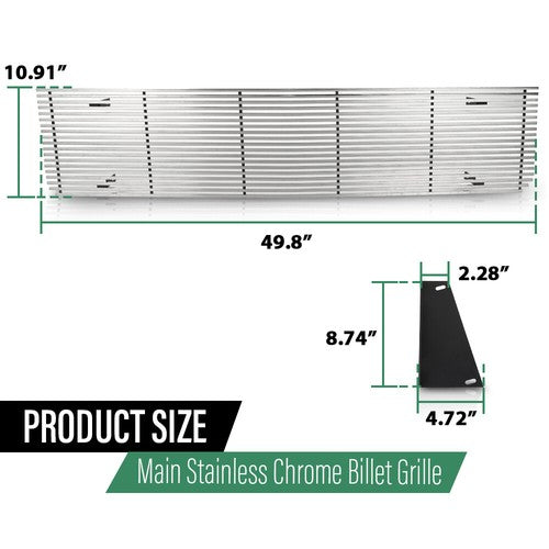 Solid Spare Fit For 73-80 Chevy GMC Blazer C/K Pickup Suburban Silver Billet Grille Insert