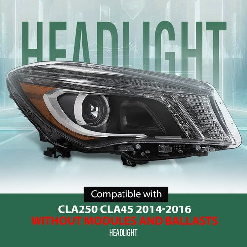 Solid Spare Xenon/HID Headlight Passenger Side Fit For 2014-2016 Mercedes-Benz CLA200 CLA250