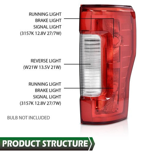 Solid Spare Tail Lights Brake Lamps Left+Right Side Fit For 17-19 Ford F250 F350 Super Duty