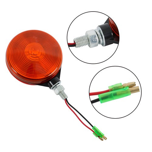 Solid Spare 12V Kubota Tractor Chrome Frame Amber Lens Warning Lamp Set Hazard Style