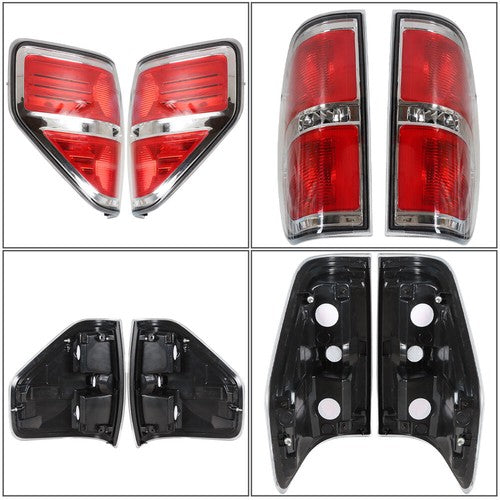 Solid Spare Tail Light Set Fit FOR 2009-2014 Ford F150 F-150 Rear Body Lamps L+ R Halogen